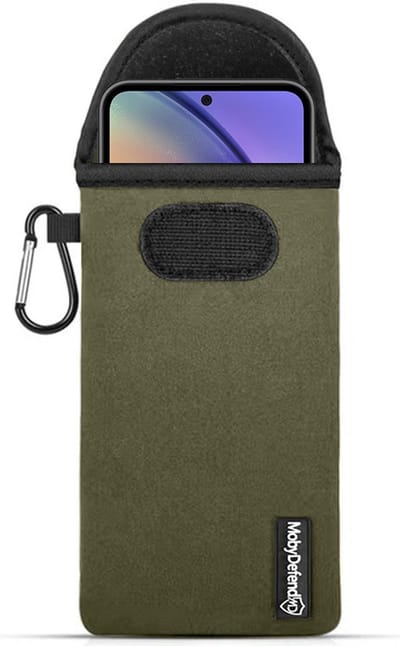 MobyDefend Hoesje - Geschikt voor Samsung Galaxy A54 - Neopreen Pouch Met Karabijnhaak - Insteek - Riemlus - Groen