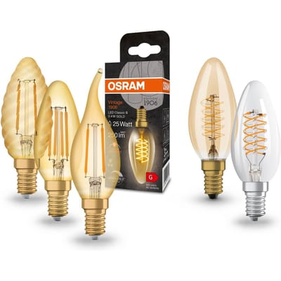 Osram Vintage 1906 LED Kaarslamp E14 - 4W 410lm 2400K Goudkleurig Glas - Ø35mm - Retro LED Kaarslamp - Voor Luxe Hotels, Restaurants & Woonkamers