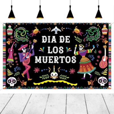 Cosensi - Day of the Dead Achtergrond - Fiesta Decoratie - 7x5 Ft - Suiker Schedel Banner - Geschikt voor Halloween en Feestjes