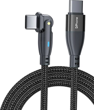 DrPhone ProCharge C2C – 0.5M 60W USB-C Naar USB-C Kabel - Power Delivery - Lader en Datatransmissie - 180° Rotatie - LED Indicator – Zwart