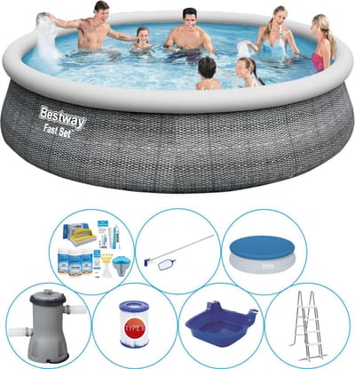 Fast Set Rattan Rond 457x107 cm - Slimme Zwembad Deal