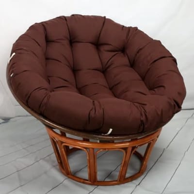 Stoel Zitkussen - Ronde Pad - Comfortabel Zitten - Met Bevestigingsbanden - 100x100cm - Donkerbruin