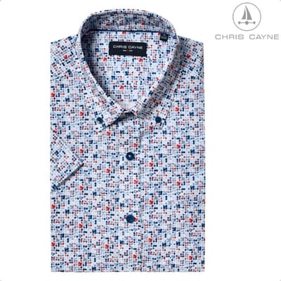 Blouse 1063 rood/blauw print KM Chris Cayne - maat L