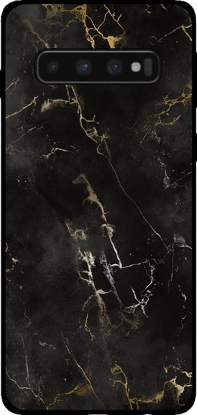 Smartphonica Telefoonhoesje voor Samsung Galaxy S10 met marmer opdruk - TPU backcover case marble design - Zwart geschikt voor Samsung Galaxy S10