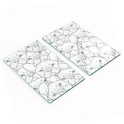 Multifunctionele decoratieve glazen borden met bulldogprint 2x30x52 cm