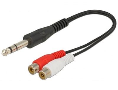 6,35mm Jack (m) - Tulp stereo (v) audio adapter kabel - 0,20 meter