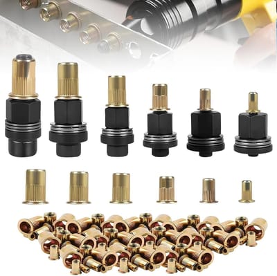 Set van 6 Rivet Nuts voor M3, M4, M5, M6, M8, M10 - Handmatige Rivet Set met 60 Bevestigingsmoeren en Gereedschap voor Precisie Montage
