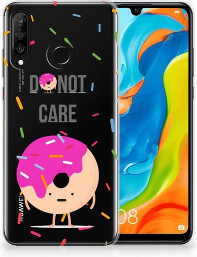 Huawei P30 Lite Siliconen Case Donut Roze