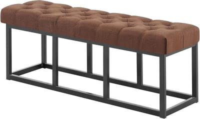 Elegante stoffen bank 120 cm - zwart frame - bruin - modern design