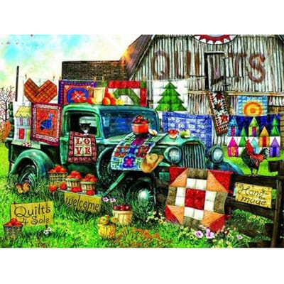 DIY diamant borduurwerk natuur thuis quilts tractor foto volledige ronde strass mozaïek handwerken 20X30CM blue