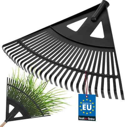 KOTARBAU® Bladhark, Tuinhark van Kunststof, 58 cm, Zwart, zonder Steel, Gazonhark, Waaierbezem, Lichtgewicht Hark, Stevige Hark,