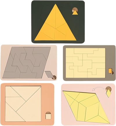 Houten Puzzel - Tangram Vormen - Educatief Spel - Onregelmatige Vormen - 15 x 11 cm - Niet Specifiek