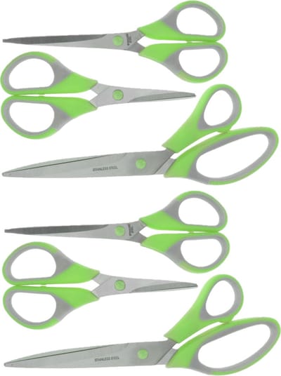 6x stuks scharen / scharenset 14 / 17 / 21 cm groen - hobbyscharen / textielscharen / universele schaar / huishoudscharen