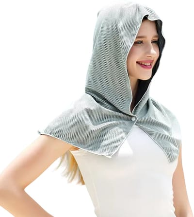 Cooling Hoodie Handdoek – Zweet Absorberend, Anti-UV, Sneldrogend, Koelend, Sporthanddoek voor Fietsen, Fitness, Wandelen en Vissen - Grijs