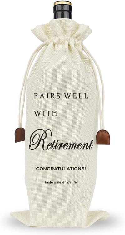Trendy Wine Gift Bag voor Pensioenfeest - Perfect voor Collega's en Vrienden