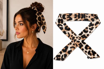 Dames Haarsjaaltje Luipaard Print – Bruin – 98x4 cm – Satijnen Lint – Haaraccessoire voor Trendy Look, Neksjaal of Tasdecoratie