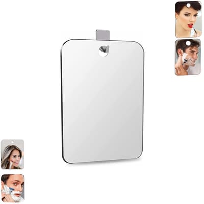 1 stuk - Douchespiegel - Anti-condens douchescheerspiegel - Onbreekbare scheerspiegel - Onbreekbare acryl wandspiegel voor kinderen - Onbreekbare draagbare make-upspiegel voor aan de muur - voor de badkamer (zilver)