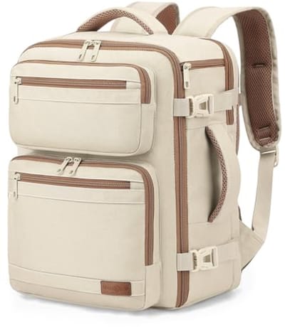 Handbagage Reisrugzak 45x36x20cm, 32L Cabine Vliegtuigtas voor Reizen - Geschikt voor 15,6 Inch Laptop - Beige