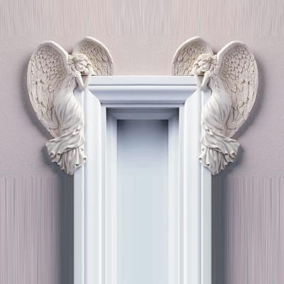 zalati Deurkozijn engel patroon decor hars muur sculptuur decoratieve ornamenten voor woonkamer, slaapkamer, kantoor - rechts