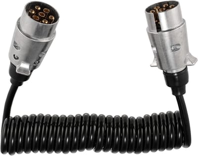 Trailer Kabel 3 m 12 V 7 Pin Verlengkabel Spiraalkabel Adapter Metaal Stekker Voor Motorhomes, Auto's en Vrachtwagens, Geschikt voor Diverse Toepassingen
