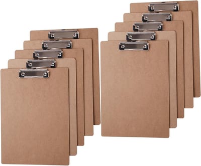 Clipboard met Documenthouder, 10 Stuks, Houten Clipboard met Envelop en Ophanggaatje voor Kantoor, Werk, Klaslokaal en Restaurant - Ideaal voor Organisatie en Presentaties