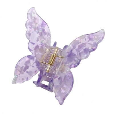 Lila parelmoer haarclip – vlinder haar klem – dames – kunststof haar accessoire met glanzend marmer effect – stevige grip – decoratieve vlinder vorm
