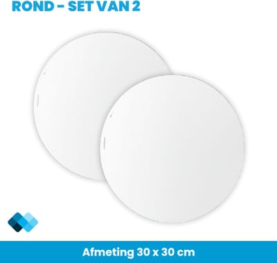 Plakspiegels Rond 30 cm – Set 2 stuks - Ronde plakspiegel – Zelfklevend – Acryl – Zonder boren