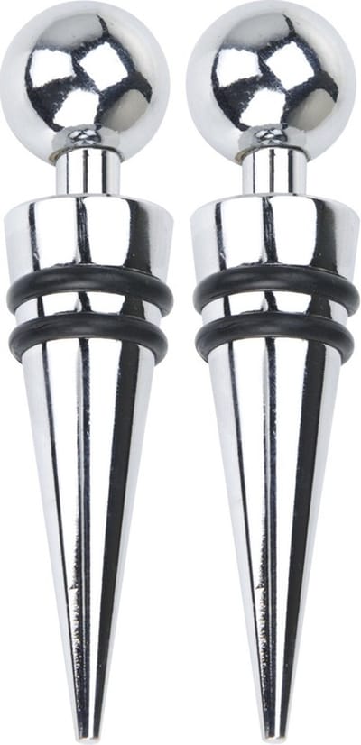 RVS flessenstoppers/afsluitdoppen 2 stuks - flesdoppen/flesstoppers - afsluitdop van roestvrij staal