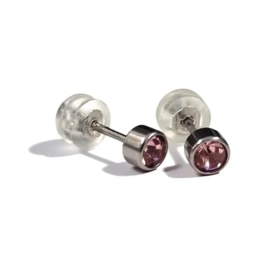 Aramat Jewels | Oorbellen | Oorknopjes – RVS 4mm met Roze Zirkonia | | | |4mm | Staal | Kinderen, Volwassenen | Verkleurd niet