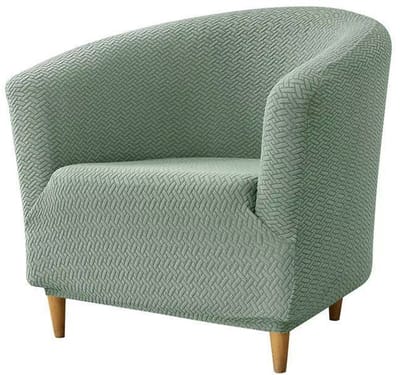 Elastische zitkussenhoezen voor kuipstoelen, geïntegreerde zitkussenhoezen voor clubstoelen, zachte jacquard zitkussenhoezen voor kuipstoelen, zitkussenhoezen voor fauteuils, beschermhoezen voor woonkamermeubels (groen)