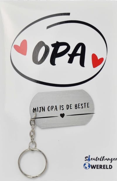 Mijn opa is de beste Sleutelhanger inclusief kaart - Opa cadeau - grandpa - Leuk kado voor je opa om te geven - 2.9 x 5.4CM