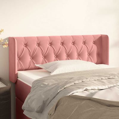 vidaXL - Hoofdbord - met - randen - 93x16x78/88 - cm - fluweel - roze