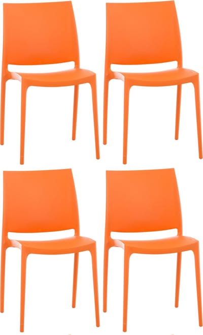CLP Maya Set van 4 stoelen - Weerbestendige stapelstoelen - een draagvermogen tot 130 kg - oranje
