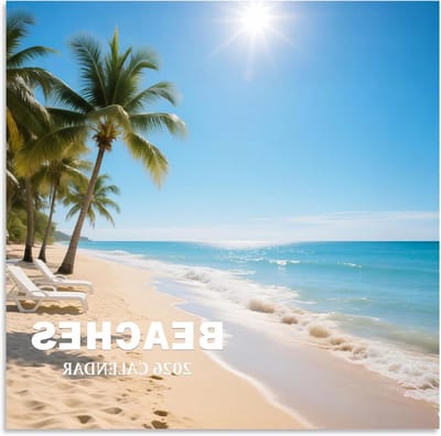 Wandkalender Strandthema - Maandkalender 2026 - Planning Organiseren - Premium Dik Papier - 30x61 cm Geopend