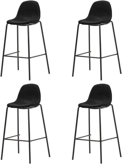 Barkrukken Set - Krukken Set - Aanrecht Zitten - Gestoffeerd Comfort - 4 Stuks - Zwart