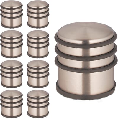 9x deurstopper rvs - 7,5 x 7 cm - zonder boren - hoge deurstop binnen - brons