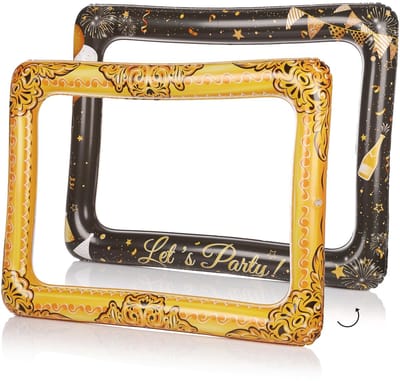 Dailygoods- Opblaasbare Fotolijst - Gouden/Zwarte Zijde - 80 x 60 cm - Fotobox Accessoire - Verjaardag/Bruiloft - Ideaal voor Feesten