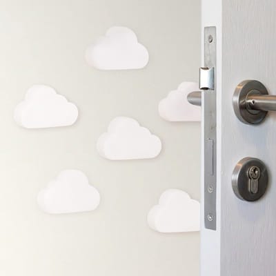 Dailygoods- Deurstopper Wolkvorm - 6 Stuks - Zelfklevend - Muurbeschermer - EVA Kunststof - 7 x 4,3 cm - Bescherming Deurknop