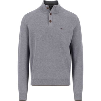 Fynch-Hatton Trui Troyer Button Allover Texture Steel / male