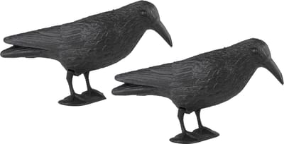 Set van 2x stuks vogelverschrikkers/ duivenverjagers raaf/zwarte kraai 38 cm - vogels verjagen