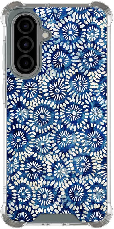 Hoesje (shockproof) geschikt voor Samsung Galaxy A36 - Azure daisies - Extra sterke case - TPU/polycarbonaat - Bloemen - Blauw, Transparant