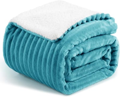 Zachte Plaid Fleece Deken Petroleum Blauw 130x150 cm - Warm en Comfortabel
