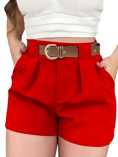 Livano Korte Broek Dames - Spijkerbroek - met Zakken - Volwassenen - Jongens - Shorts - Rood - Maat XXL