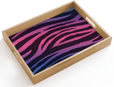 Dienblad hout 40x30 cm - Schootdienblad - Zebraprint - Roze - Paars - Dierenprint - Borrelplank rechthoek - Plateau dienbladen