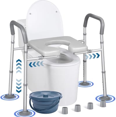 Verhoogd Toilet - Toiletverhoger - Zelfstandig Gebruik - Breedte & Hoogte Verstelbaar - Tot 113kg - Grijs