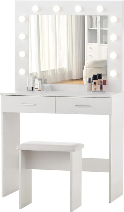 Thuys – Make Up Tafel – Met Spiegel – Kaptafel Voor Meisjes – Hollywood Spiegel – Met Verlichting