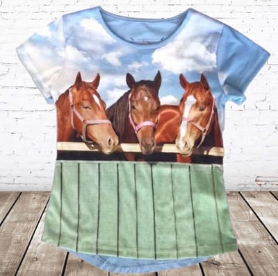 Licht shirt met paarden - Blauw - 86/92
