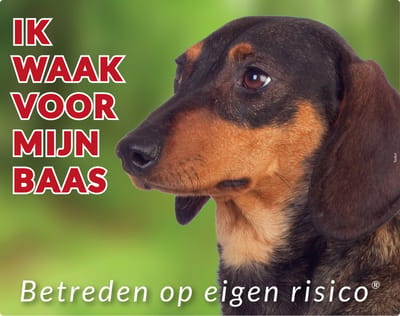 Teckel Waakbord - Ik waak voor mijn baas