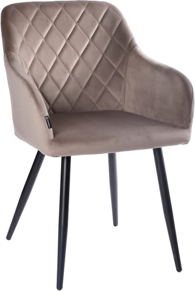 ExitoDesign MILTON - Eetkamerstoel - Bruin Velvet - Met Armleuningen - Metaal