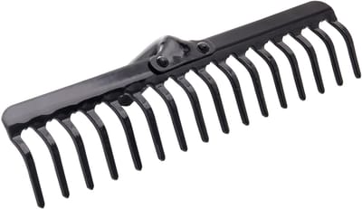 KADAX Tuinhark zonder steel, tuinhark van metaal, gazonhark voor tuinonderhoud, robuuste gazonhark, hark voor gazon, tuingereedschap (rechthoekig, 16 tanden)